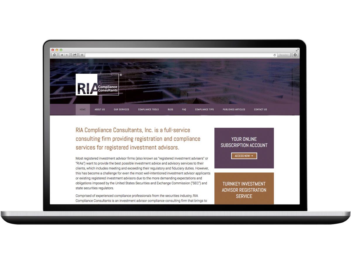 RIA Compliance Consultants Website Web Design and Development