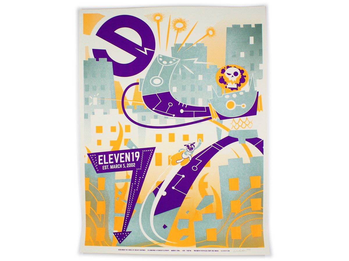 Eleven19 14 Year Self Promotion Super Villain Screen Printed Poster